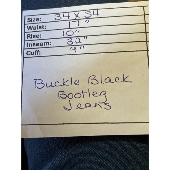 Buckle Black Jeans Mens 34x32 (Tag 34x34)Blue Fit No 9 Bootleg Dark Wash Stretch - Picture 10 of 10